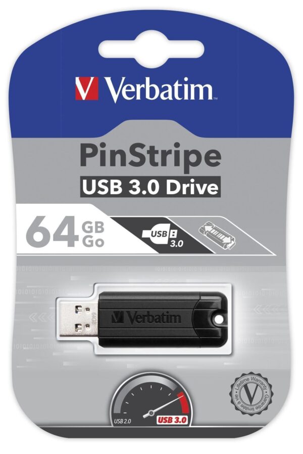 Memoria USB 3.0 PinStripe da 64Gb Colore Nero - immagine 2
