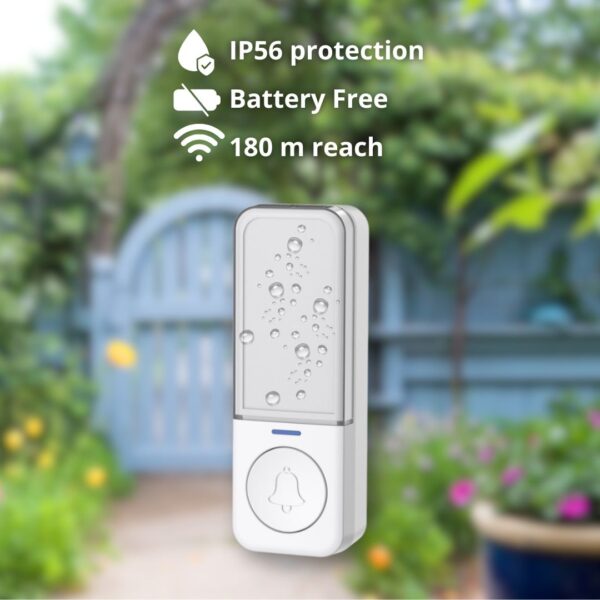 Trasmettitore Aggiuntivo IP56 Battery Free per Campanello Wireless fino a 180m - immagine 2