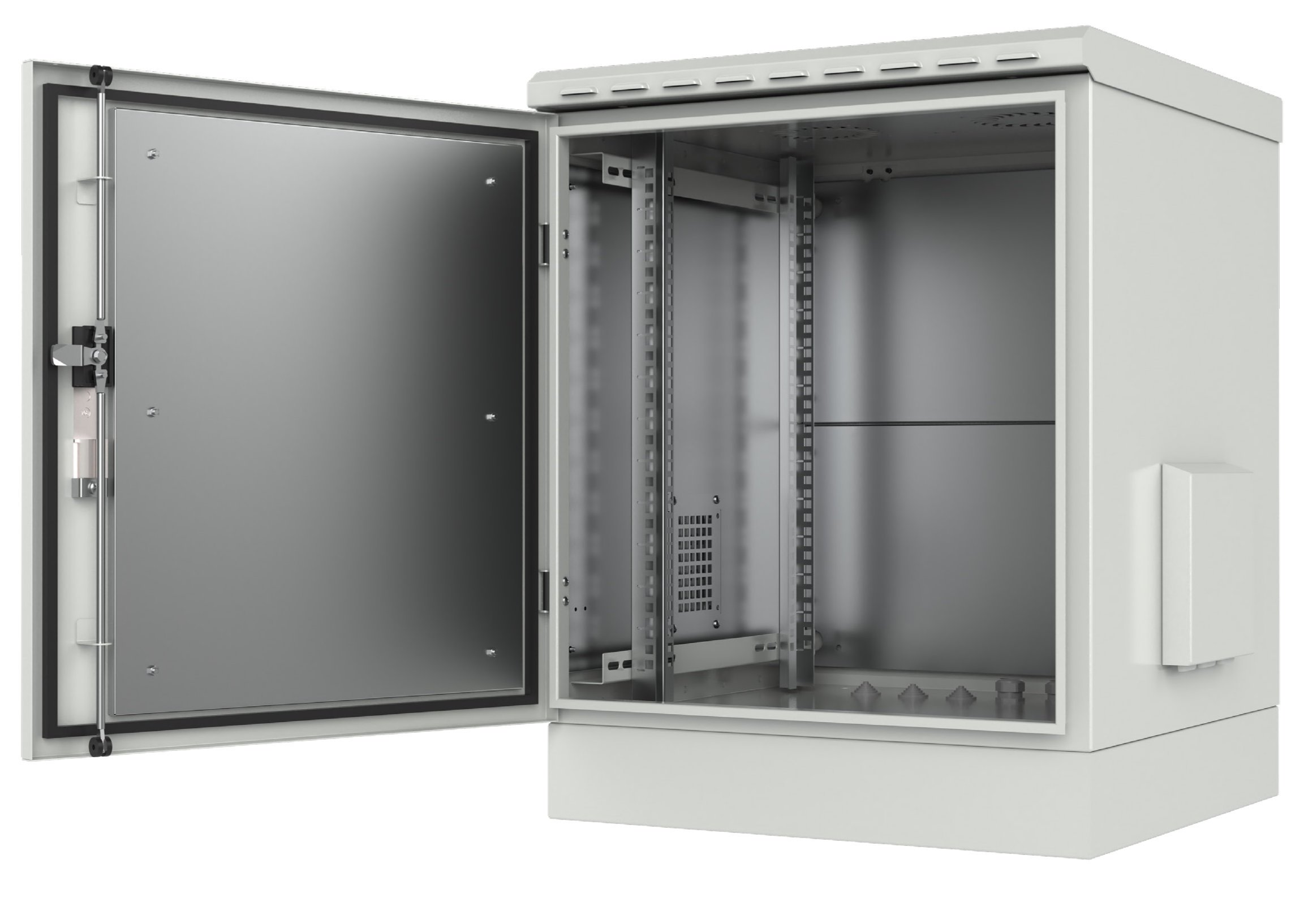 Armadio Rack 19'' a Pavimento 16U grigio IP66 Porta cieca prof. 600 mm - immagine 2