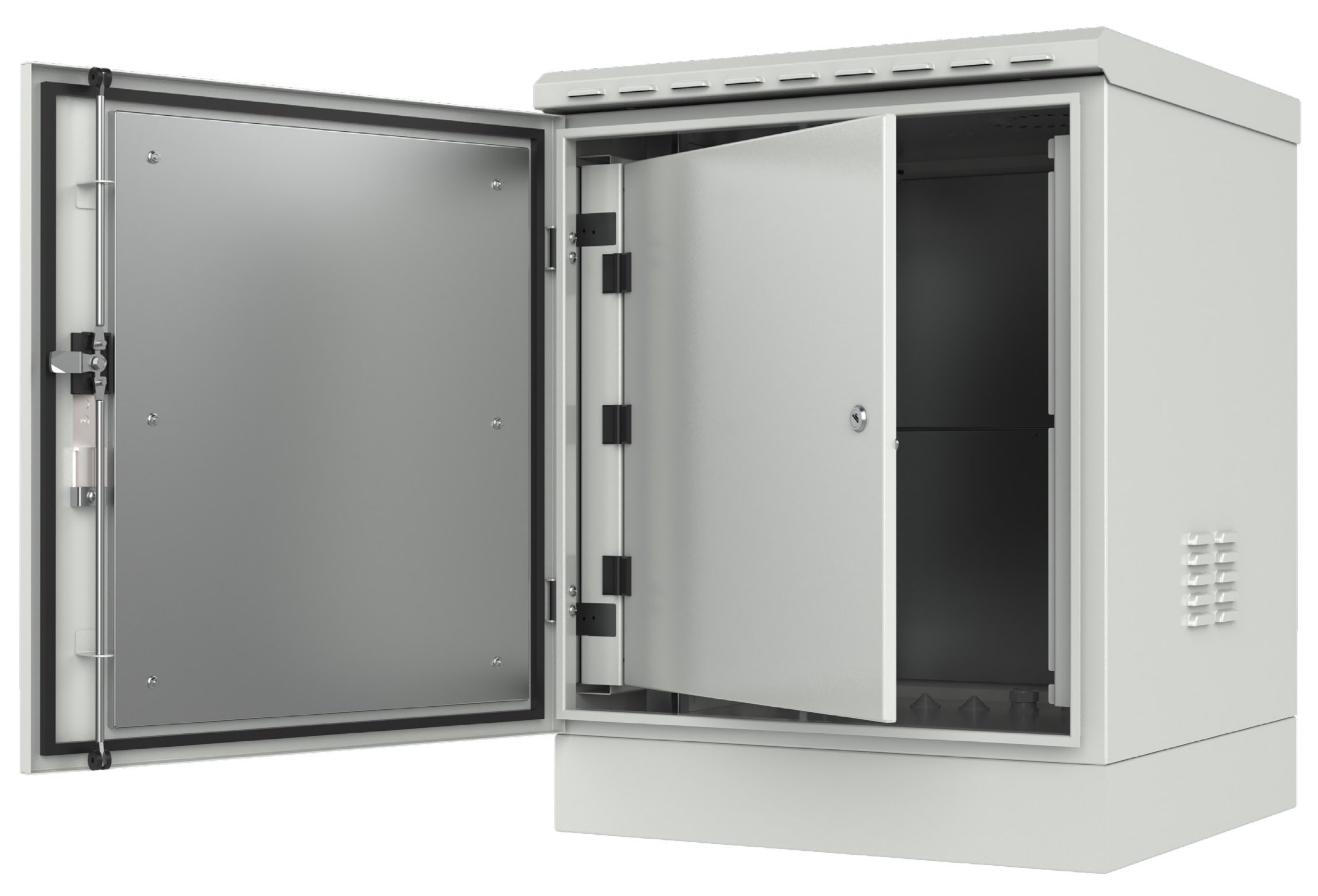 Armadio Rack 19'' a Pavimento 12U Grigio IP66 Doppia Porta Cieca prof. 600 mm - immagine 2