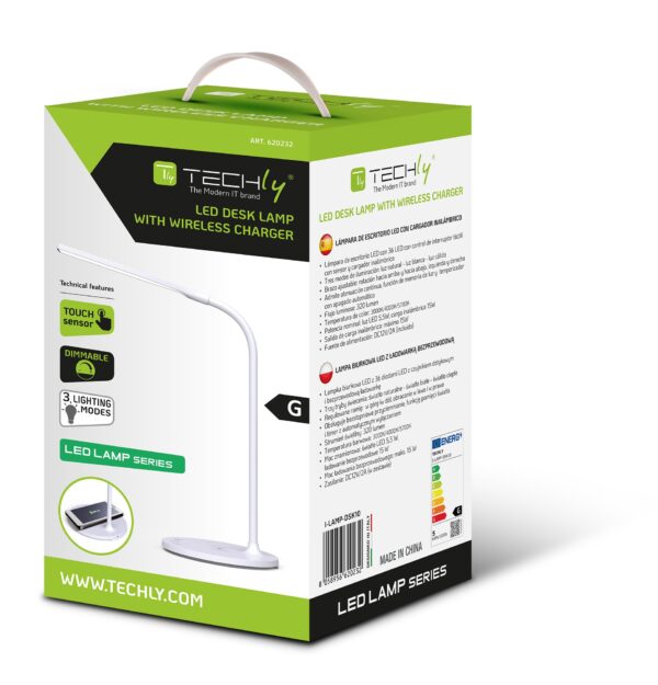 Lampada a 36 LED da Scrivania con Caricatore Wireless Integrato per Smartphone - immagine 2