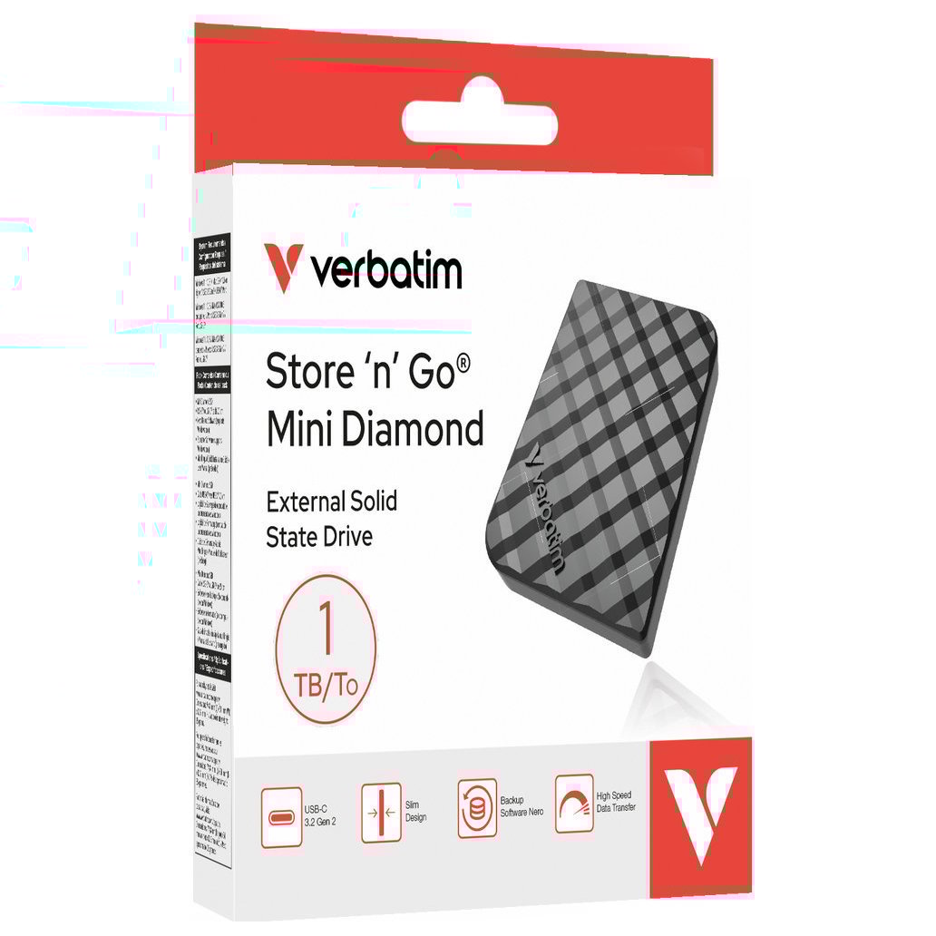 SSD portatile Store'n'Go Mini Diamond USB-C™ 3.2 GEN 2, 1 TB, Nero - immagine 2