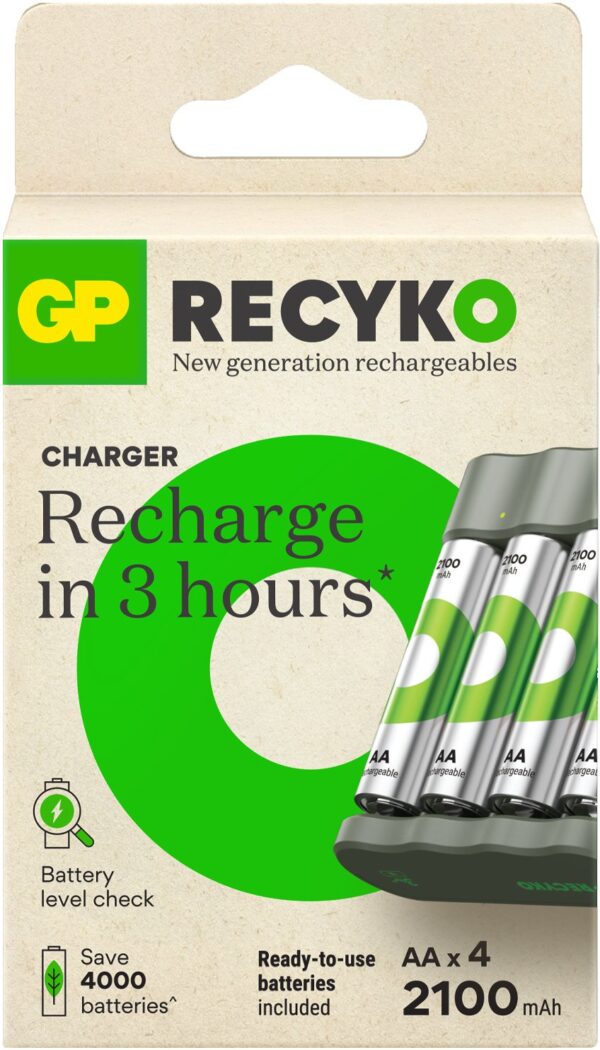 Caricabatterie per AA e AAA con 4 Batterie AA NiMH da 2100 mAh Incluse - immagine 2