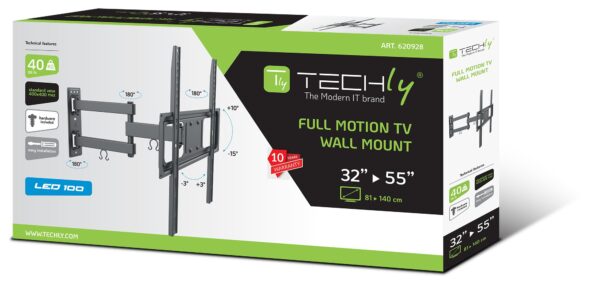 Supporto a Muro per TV LED LCD 32-55'' Full-Motion - immagine 2