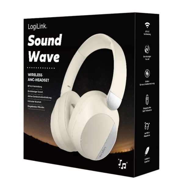Cuffia Bluetooth V6.0 a Cancellazione Attiva del rumore ANC Beige - immagine 2