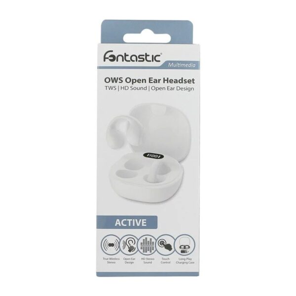 Cuffie Auricolari Wireless Aperte OWS con Custodia Smart Touch Screen LCD Bianco - immagine 2