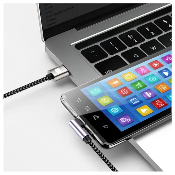Cavo USB-C™ Maschio 2.0 / USB-C™ Maschio Angolato 3A 2 m Alluminio - immagine 2