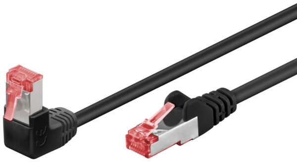 Cavo di rete Patch Connettore Angolato 90° Rame Cat.6 S/FTP 3m Nero - immagine 2