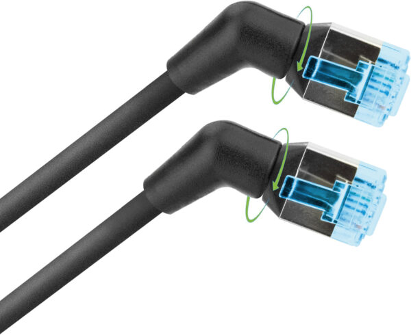 Cavo di rete Patch Slim Angolato 90° Rame TPE Cat. 6A Nero UTP 1 m - immagine 2