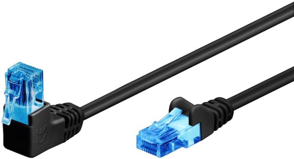 Cavo di rete Patch Connettore Angolato 90° CCA Cat.6A UTP 1m Nero - immagine 2