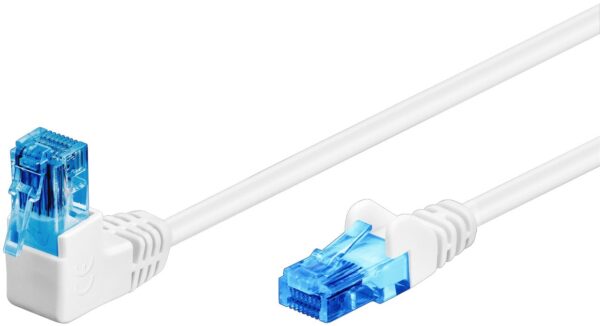 Cavo di rete Patch Connettore Angolato 90° CCA Cat.6A UTP 2m Bianco - immagine 2