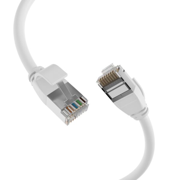 Cavo di Rete Patch in Rame Cat.6A U/FTP TPE 4mm Ultraflex Bianco 0,25m - immagine 2