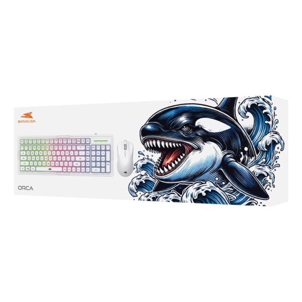 Kit Tastiera 101 Tasti e Mouse USB 7200 dpi Bianco, ORCA - immagine 2