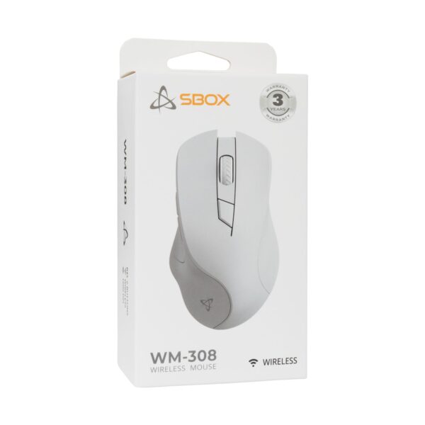 Mouse Ottico Wireless 1600 Dpi 6D Bianco, WM-308W - immagine 2