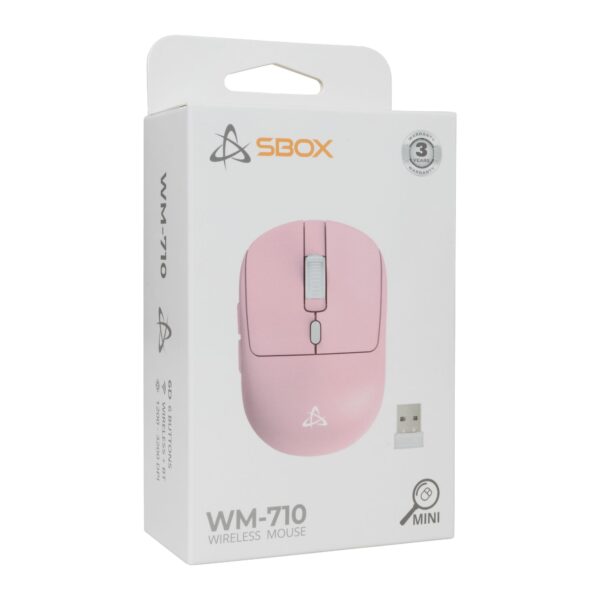 Mini Mouse Ottico Wireless 6D 3200 dpi Rosa, WM-710 - immagine 2