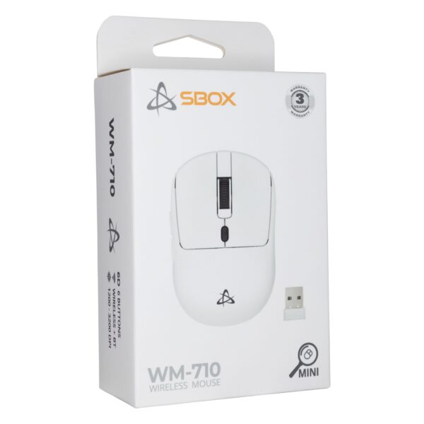 Mini Mouse Ottico Wireless 6D 3200 dpi Bianco, WM-710 - immagine 2