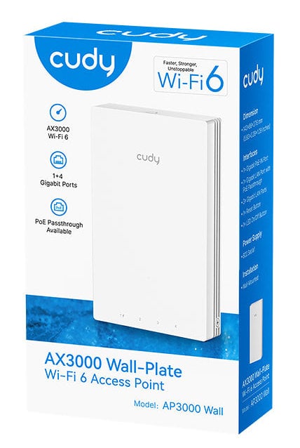 Punto di Accesso Wireless WiFi 6 Gigabit Dual Band AX3000 Poe con Supporto Mesh, a Muro, AP3000W - immagine 2