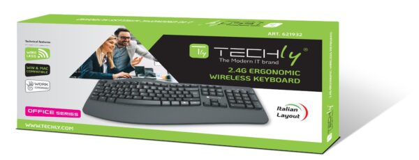 Tastiera Ergonomica Wireless Slim Design Curvo - immagine 2