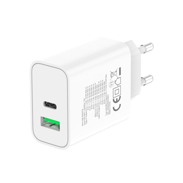 Caricatore Alimentatore GaN USB-C™ 30W e USB-A QC3.0 da Muro - immagine 2