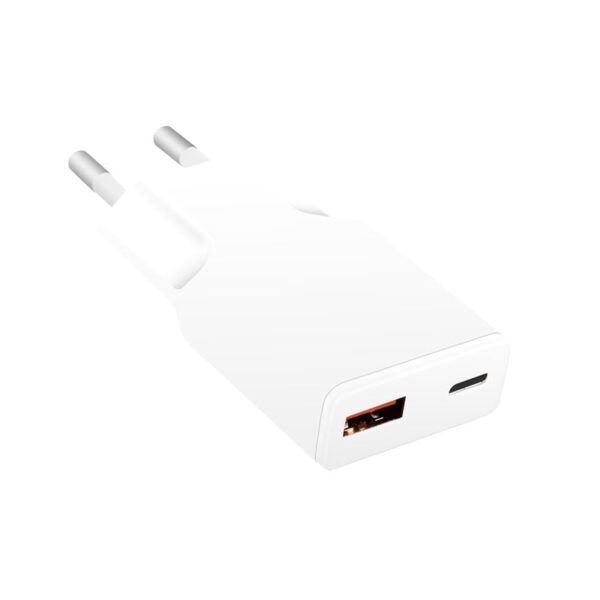 Caricatore Alimentatore GaN USB-C™ (PD) + USB-A (QC) da Muro 30W Bianco - immagine 2
