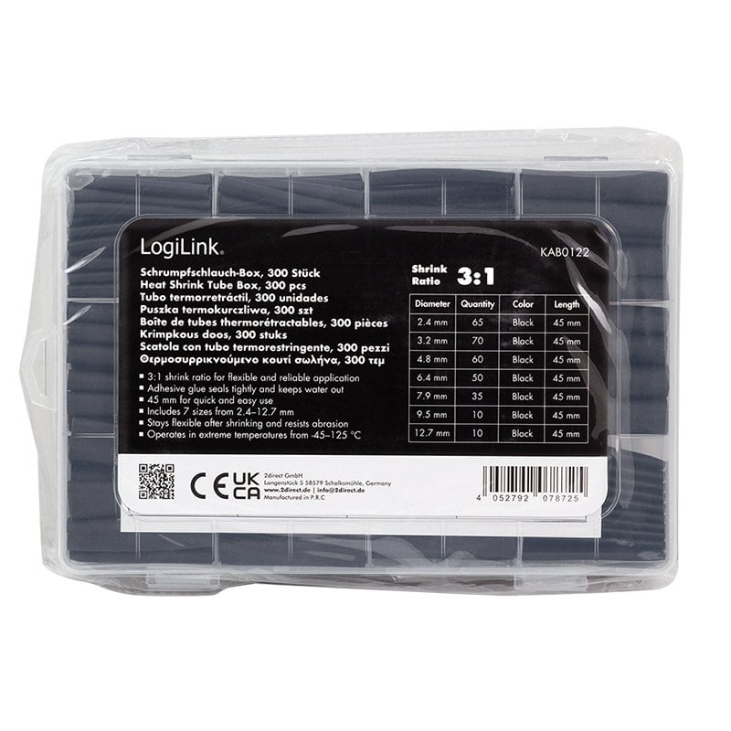 Set 300 Tubi Neri Guaina Termorestringente per Isolamento Cavi - immagine 2