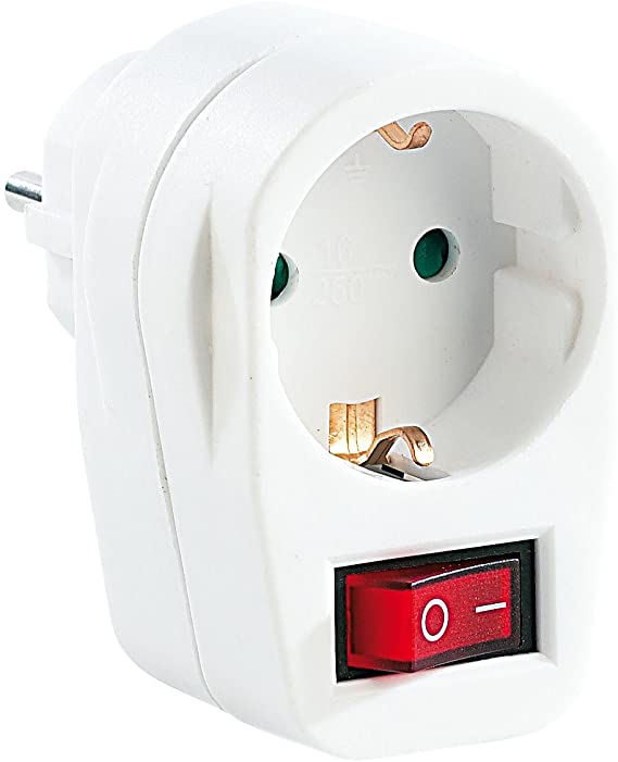 Adattatore con Presa Schuko CEE 7/4 con Interruttore Bianco - immagine 2