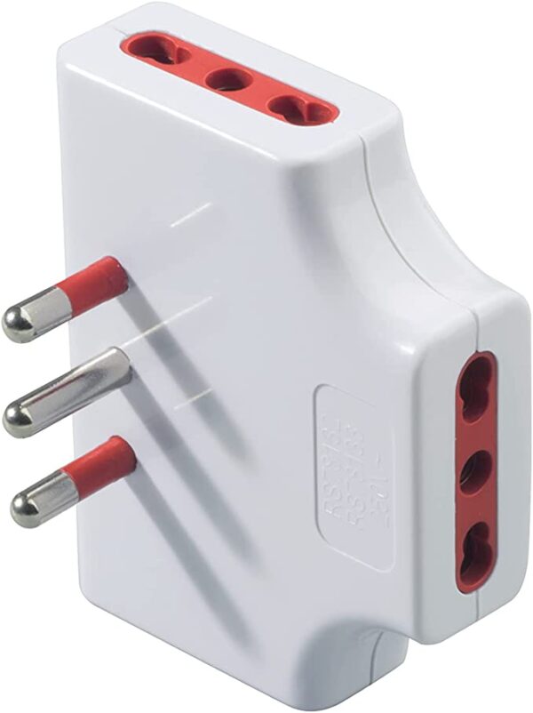 Adattatore Triplo Extrapiatto 3 Prese 10/16A 2P+T Bianco - immagine 2