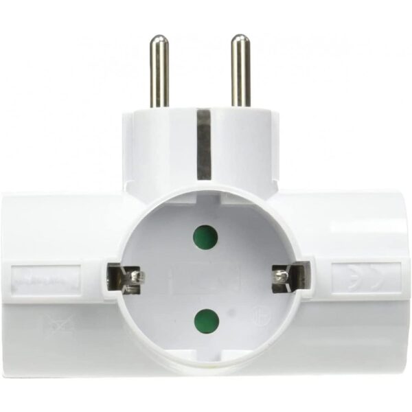 Adattatore Triplo Schuko Spina 2P+T 3 Prese 16A Bianco - immagine 2