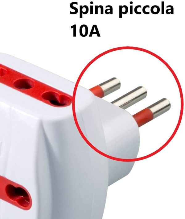 Adattatore Triplo Spina 2P+T Presa Bipasso 2P+T - immagine 2