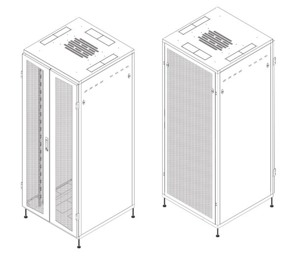 Armadio Rack NextGen 19'' 800x800 42U Doppia Porta Grigliata Nero - immagine 2