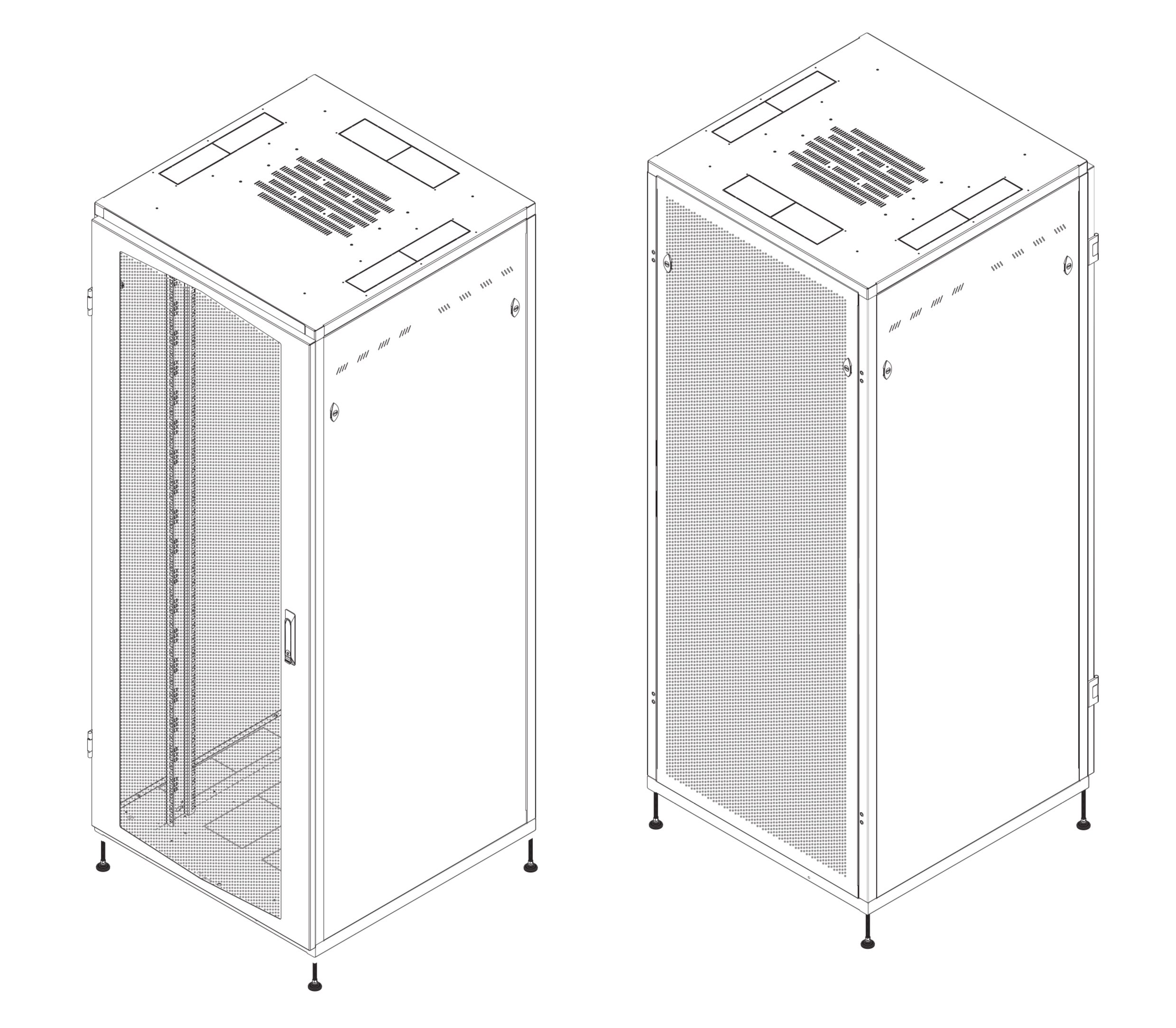 Armadio Rack NextGen 19'' 800x800 42U Porta Pan.Posteriore Grigliati Nero - immagine 2