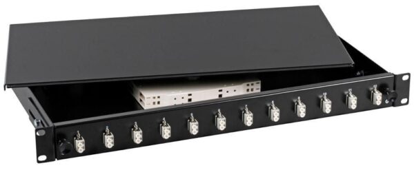 Cassetto Ottico 19'' con 12 bussole LC Duplex Multimodale OM2 Nero - immagine 2