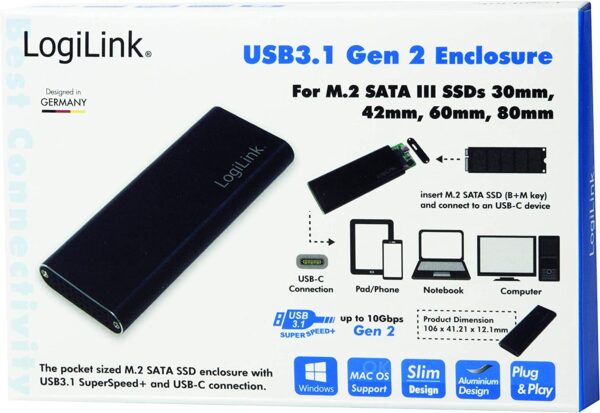 Box Esterno USB3.1 Gen 2 per SSD SATA M.2 - immagine 2