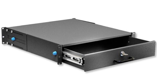 Cassetto Porta Tastiera 2U per Armadi Rack 19'' con Serratura Nero - immagine 2