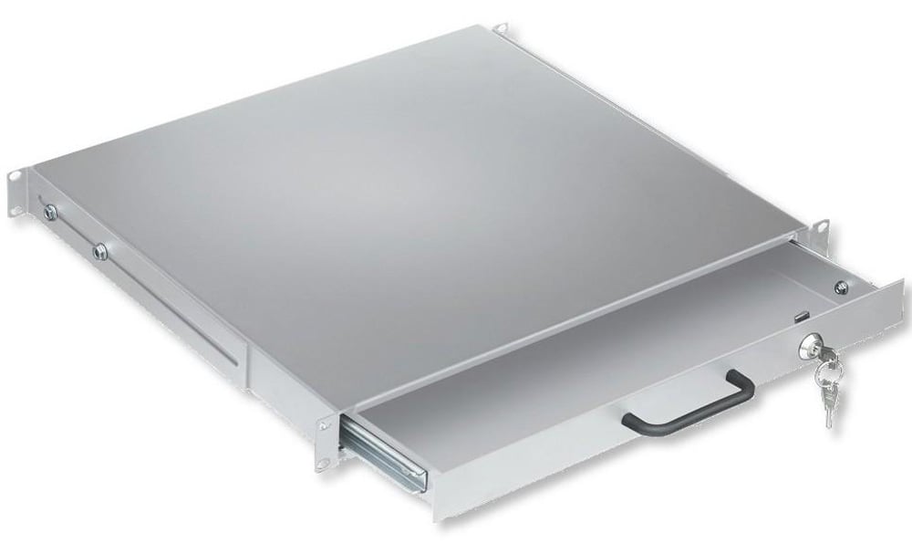 Cassetto Porta Tastiera 1U per Armadi Rack 19'' con Serratura Grigio - immagine 2