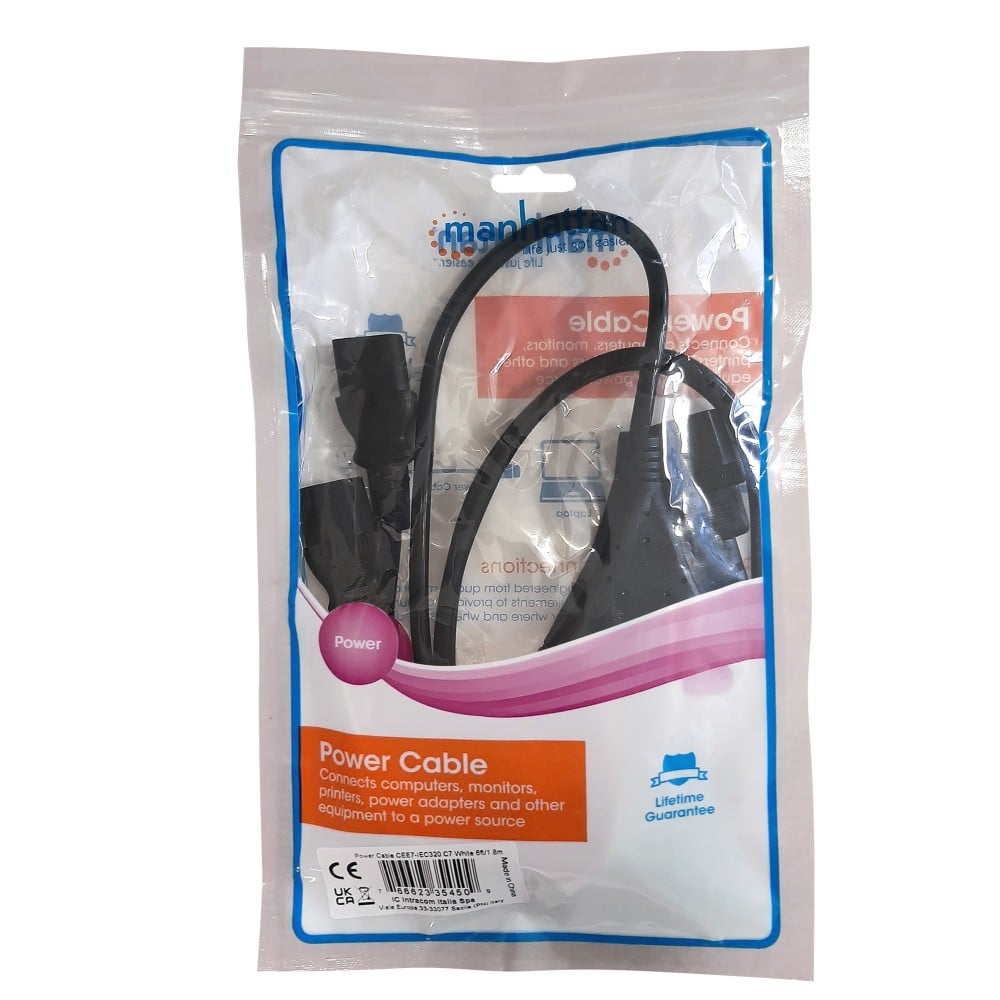 Cavo alimentazione 2 C13 (F) a italiana 1,8 mt nero - immagine 2