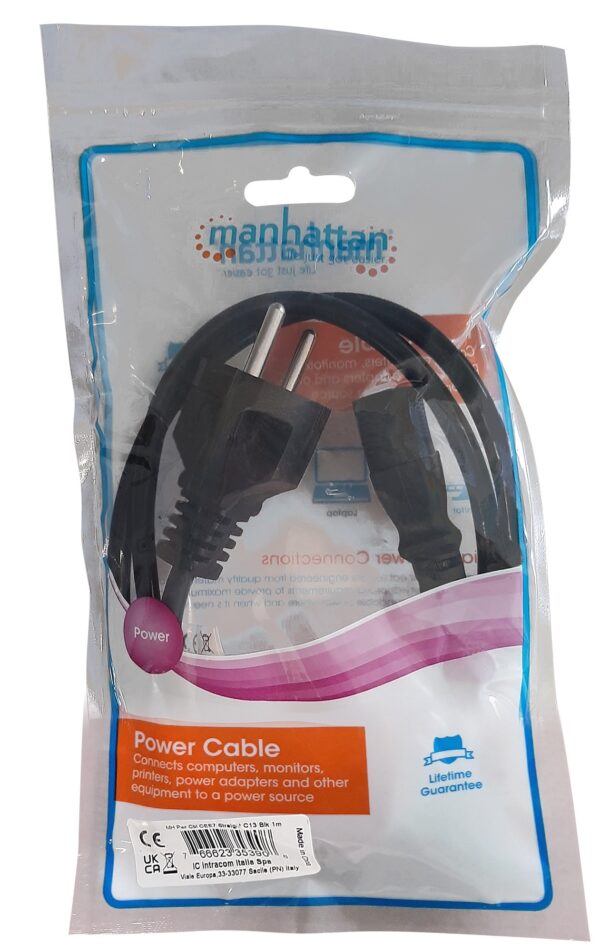Cavo alimentazione C5 F a Schuko 1,8 mt nero - immagine 2