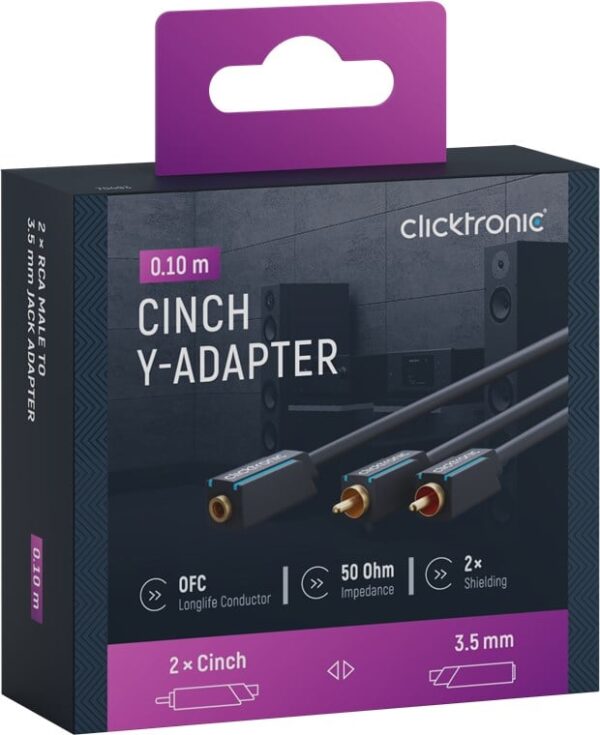 Cavo Audio 2 RCA M a Jack 3,5 mm F 0,10 m Alta Qualità - immagine 2
