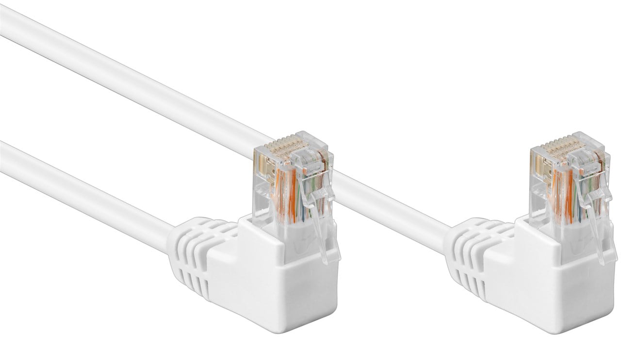 Cavo di rete Patch Angolato 90° CCA Cat. 5e Bianco UTP 1 m - immagine 2