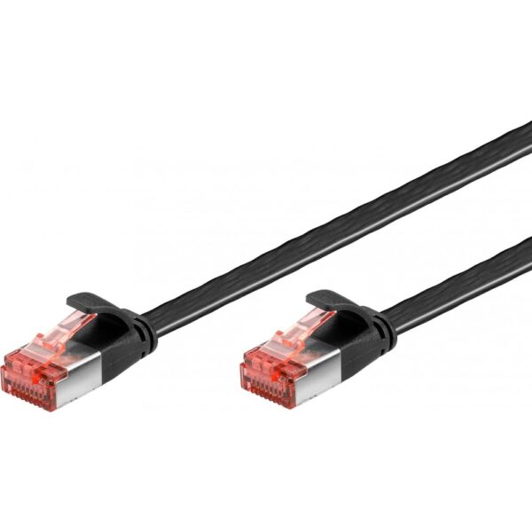 Cavo di Rete Patch Piatto in Rame Cat.6 U/FTP 2,0m Nero - immagine 2
