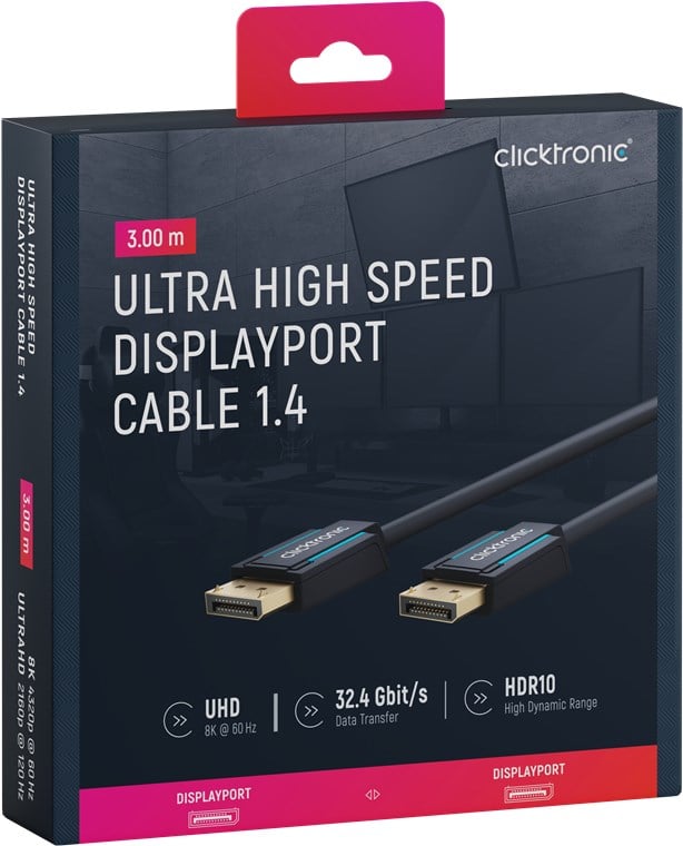 Cavo DisplayPort 1.4 Maschio/Maschio 3 metri Alta Qualità - immagine 2