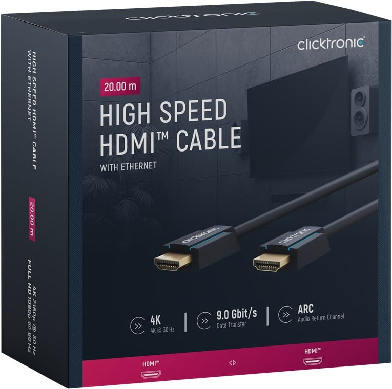 Cavo HDMI High Speed Ethernet A/A M/M 20 m Alta Qualità - immagine 2