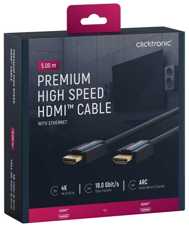 Cavo HDMI High Speed Ethernet A/A M/M 5 m Alta Qualità - immagine 2