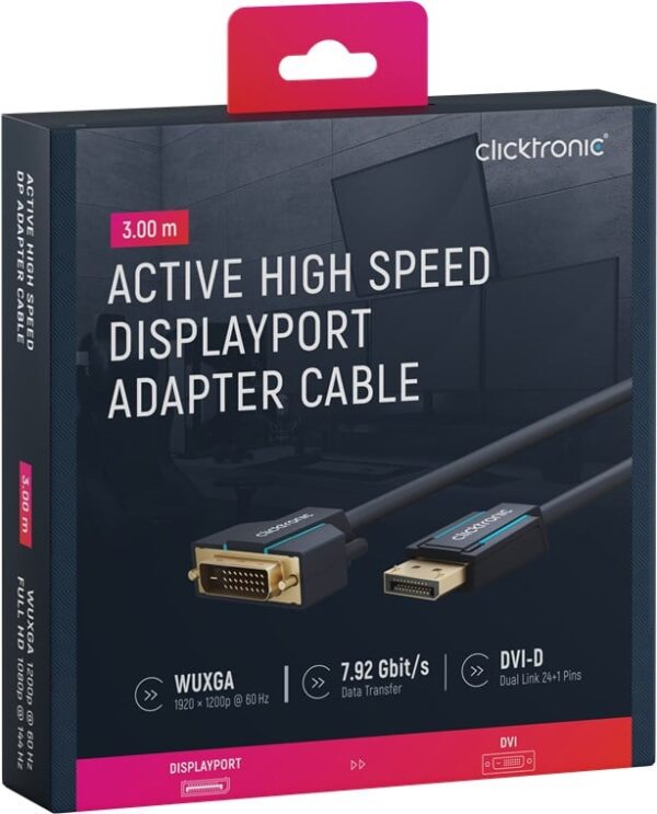 Cavo Monitor DisplayPort Maschio a DVI-D Maschio 3 m Blu - immagine 2