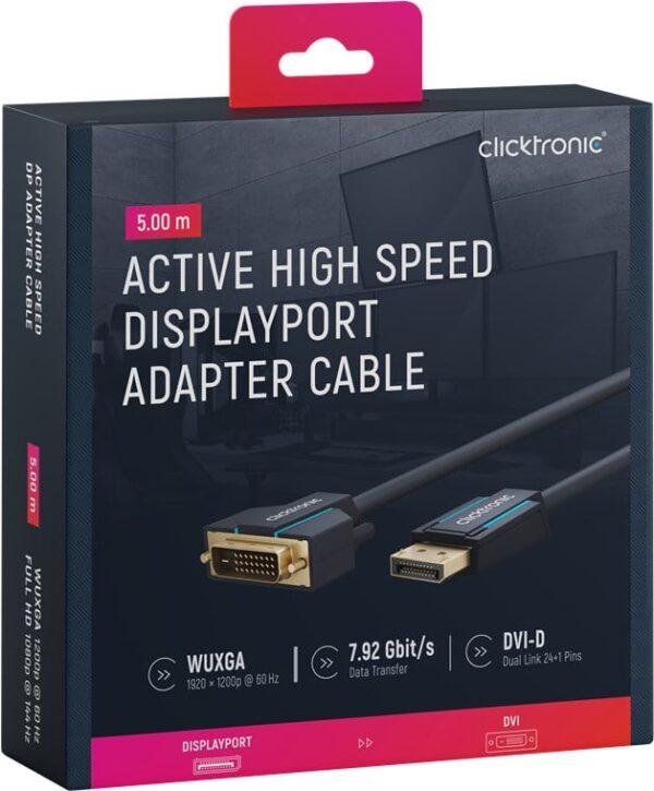 Cavo Monitor DisplayPort Maschio a DVI-D Maschio 5 m Blu - immagine 2