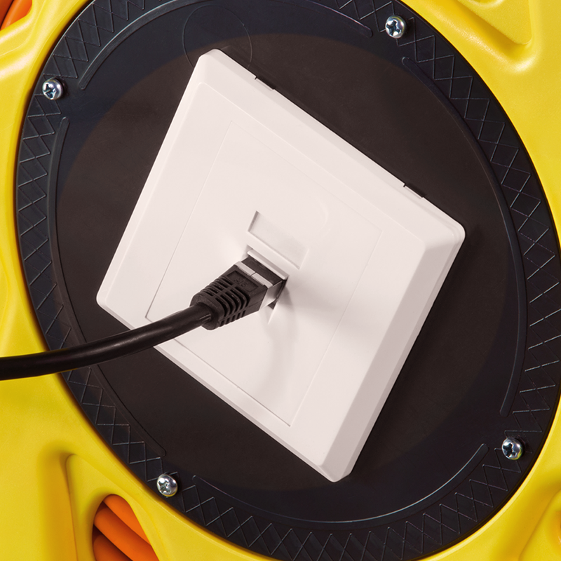 Cavo Patch Cat6A Plug RJ45 S/FTP LSZH con Avvolgicavo 60m Arancione - immagine 2