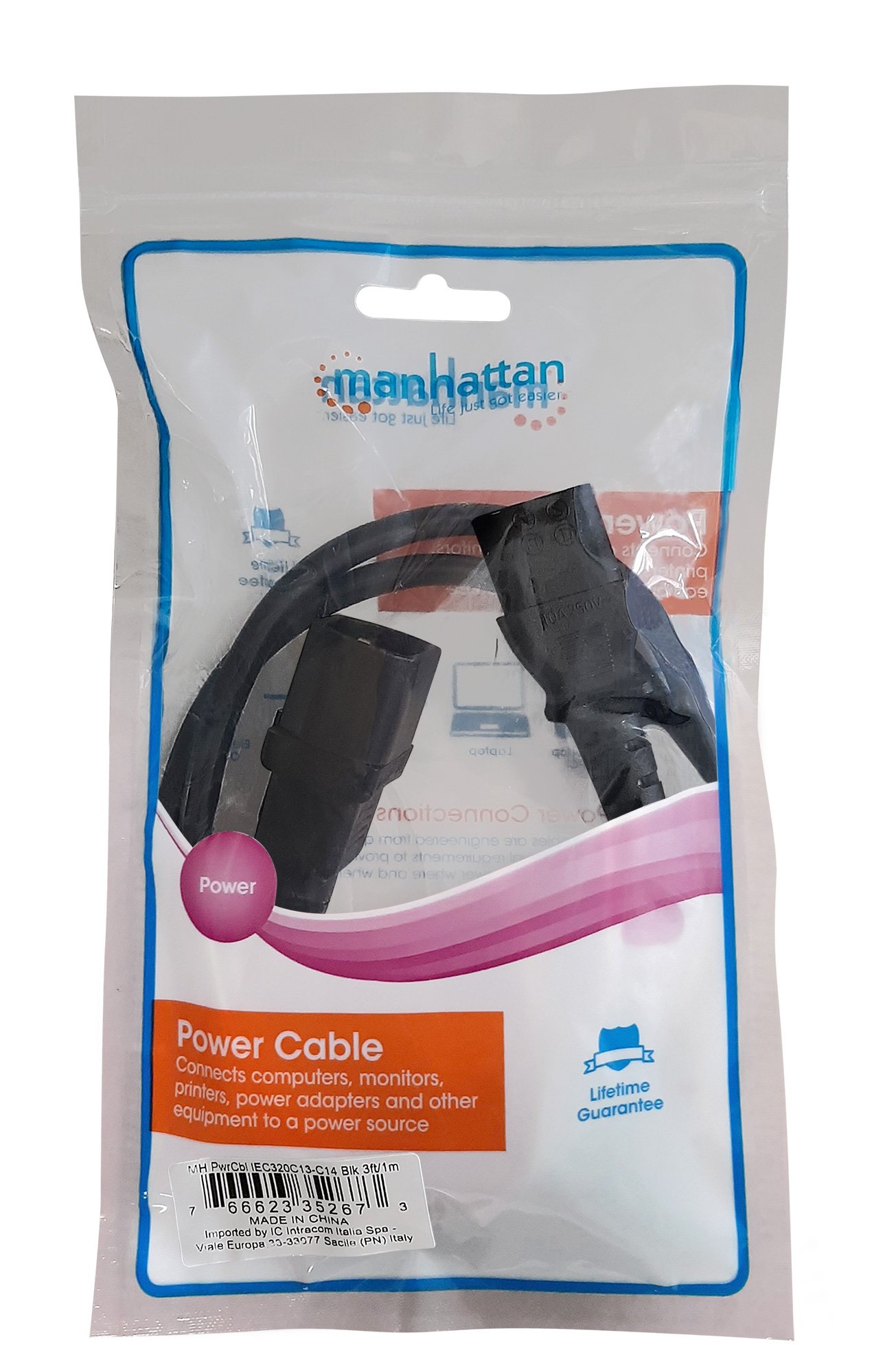 Cavo Prolunga di Alimentazione VDE C13 F a C14 M 0,5 m nero - immagine 2