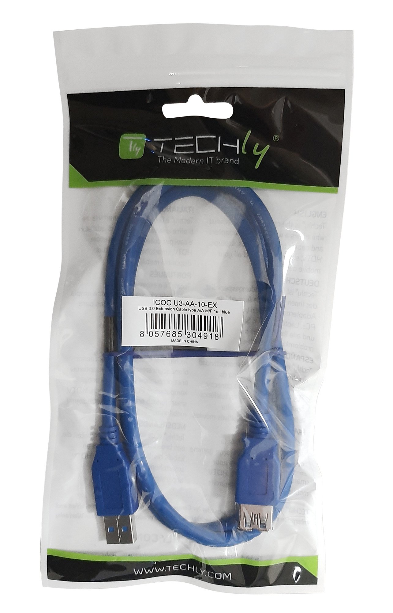 Cavo Prolunga USB 3.2 Superspeed A maschio/A femmina 1m Blu - immagine 2