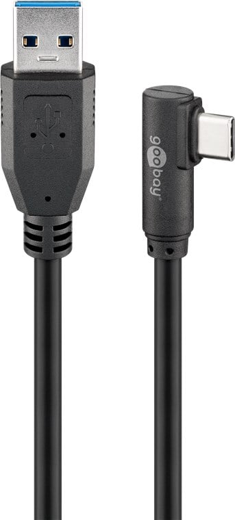 Cavo USB3.0 USB-C™ M 90° a USB tipo A M 1m Nero - immagine 2
