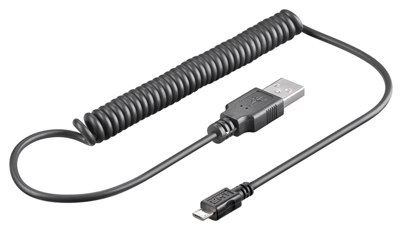 Cavo USB 2.0 Spiralato A maschio/microB 5 pin maschio 1m Nero - immagine 2